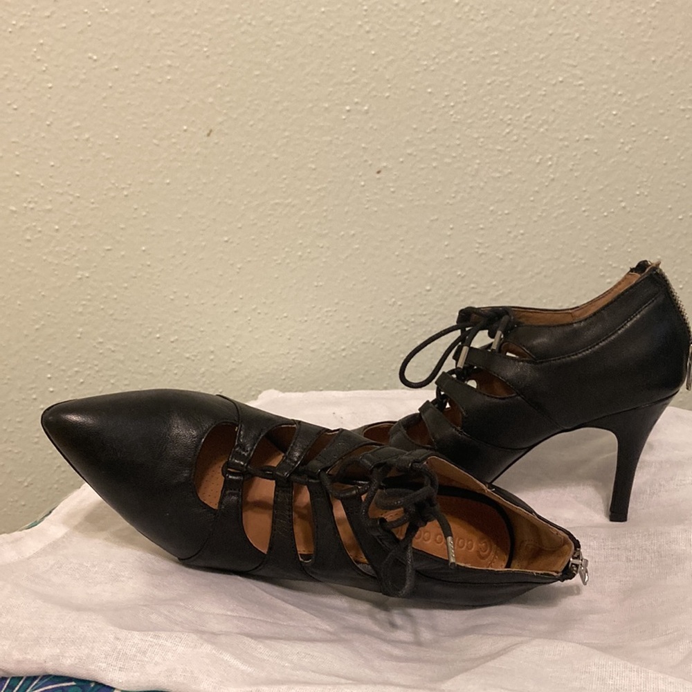 Corso Como Black Leather Lace-Up Cocktail Heels  New Without Tags (NWOT) - Picture 6 of 7